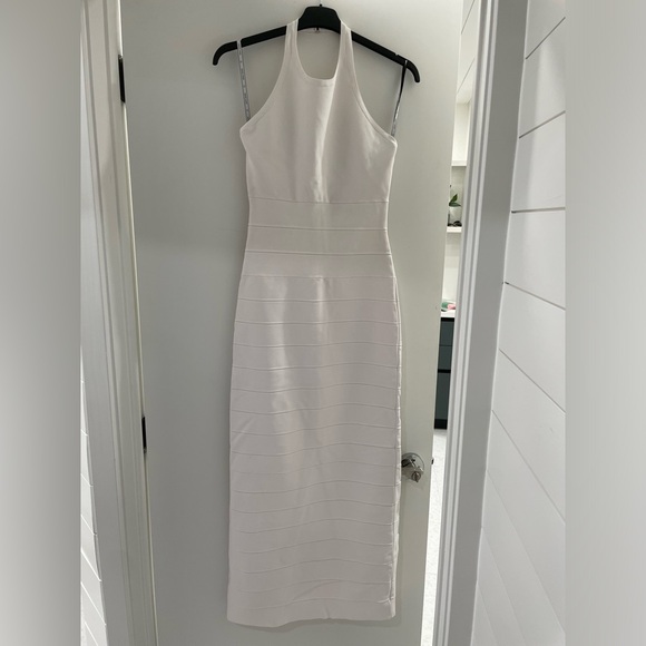 Hervé Leger Paris Halter Icon Gown White Bandage Dress L - Picture 7 of 11